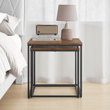 Table basse lot de 2 tables d'appoint rondes design loft 2 en 1 surface emboîtable résistante aux rayures, salon | 53cm et 43cm de large