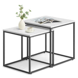 Table basse lot de 2 tables d'appoint rondes design loft 2 en 1 surface emboîtable résistante aux rayures, salon | 53cm et 43cm de large