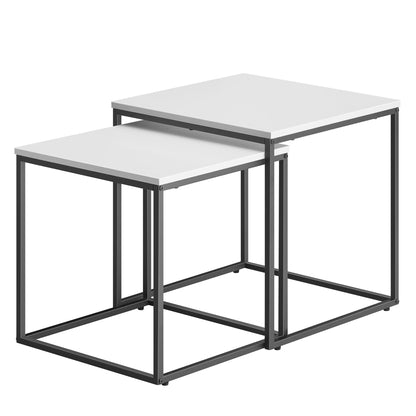 Lot de 2 tables basses carrées d'appoint design loft 2 en 1 avec surface anti-rayures pour salon | 50 cm et 45 cm de large