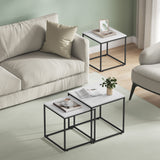 Table basse lot de 2 tables d'appoint rondes design loft 2 en 1 surface emboîtable résistante aux rayures, salon | 53cm et 43cm de large