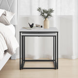 Table basse lot de 2 tables d'appoint rondes design loft 2 en 1 surface emboîtable résistante aux rayures, salon | 53cm et 43cm de large