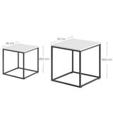 Table basse lot de 2 tables d'appoint rondes design loft 2 en 1 surface emboîtable résistante aux rayures, salon | 53cm et 43cm de large