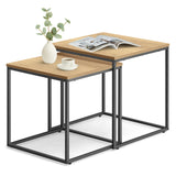 Table basse lot de 2 tables d'appoint rondes design loft 2 en 1 surface emboîtable résistante aux rayures, salon | 53cm et 43cm de large
