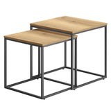 Table basse lot de 2 tables d'appoint rondes design loft 2 en 1 surface emboîtable résistante aux rayures, salon | 53cm et 43cm de large