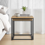 Table basse lot de 2 tables d'appoint rondes design loft 2 en 1 surface emboîtable résistante aux rayures, salon | 53cm et 43cm de large