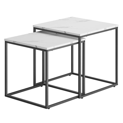 Lot de 2 tables basses carrées d'appoint design loft 2 en 1 avec surface anti-rayures pour salon | 50 cm et 45 cm de large