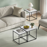 Table basse lot de 2 tables d'appoint rondes design loft 2 en 1 surface emboîtable résistante aux rayures, salon | 53cm et 43cm de large