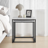 Table basse lot de 2 tables d'appoint rondes design loft 2 en 1 surface emboîtable résistante aux rayures, salon | 53cm et 43cm de large