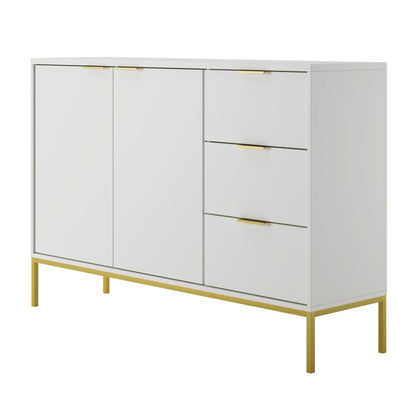 Commode avec 3 tiroirs et 2 armoires, buffet moderne, structure en acier