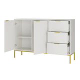 Kommode mit 3 Schubladen und 2 Schränken, modernes Sideboard, Stahlrahmen