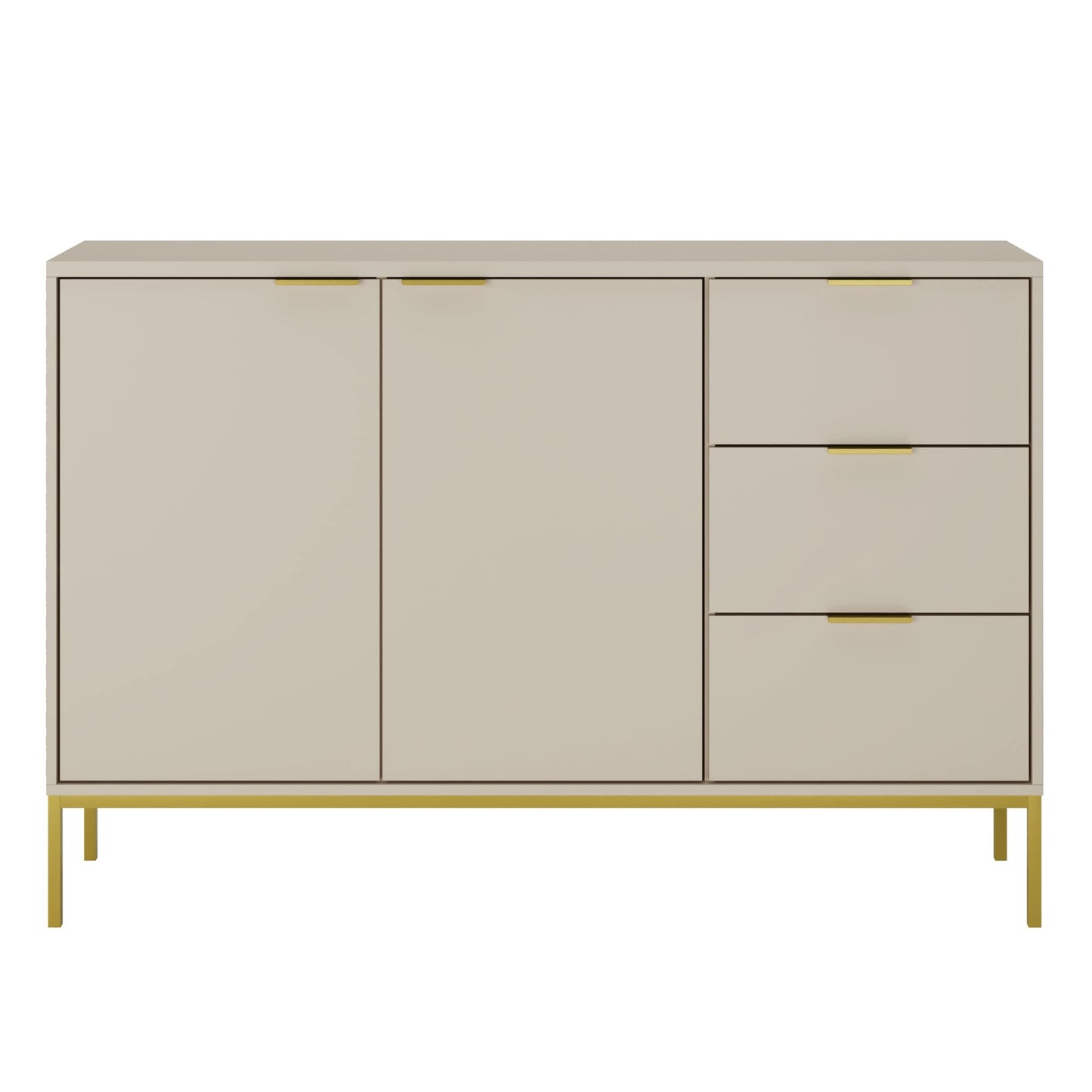 Commode avec 3 tiroirs et 2 armoires, buffet moderne, structure en acier