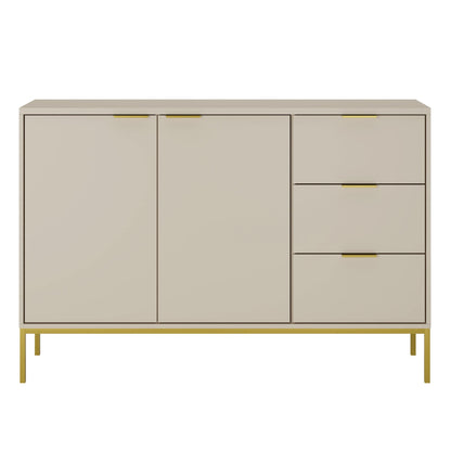 Commode avec 3 tiroirs et 2 armoires, buffet moderne, structure en acier