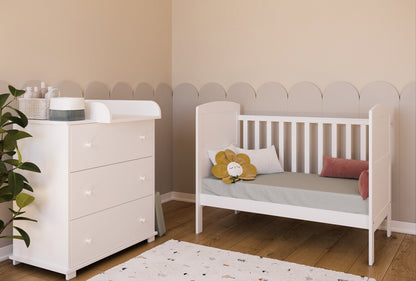 Babybett Kinderbett 70x140 cm mit Matratze umbaubares Gitterbett höhenverstellbar | baby bed weiss Made in Europe 140x70