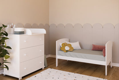 Babybett Kinderbett 70x140 cm mit Matratze umbaubares Gitterbett höhenverstellbar | baby bed weiss Made in Europe 140x70