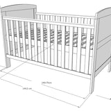 Lit bébé lit bébé 70x140 cm avec matelas convertible lit bébé réglable en hauteur | lit bébé blanc Made in Europe 140x70