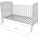 Lit bébé lit bébé 70x140 cm avec matelas convertible lit bébé réglable en hauteur | lit bébé blanc Made in Europe 140x70