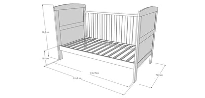 Babybett Kinderbett 70x140 cm mit Matratze umbaubares Gitterbett höhenverstellbar | baby bed weiss Made in Europe 140x70