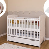 Lit bébé lit bébé 70x140 cm avec matelas convertible lit bébé réglable en hauteur | lit bébé blanc Made in Europe 140x70