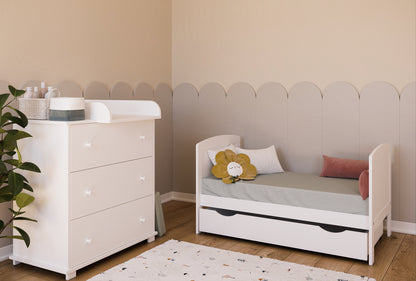 Babybett Kinderbett 70x140 cm mit Matratze umbaubares Gitterbett höhenverstellbar | baby bed weiss Made in Europe 140x70