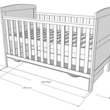 Lit bébé lit bébé 70x140 cm avec matelas convertible lit bébé réglable en hauteur | lit bébé blanc Made in Europe 140x70