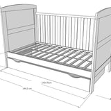 Lit bébé lit bébé 70x140 cm avec matelas convertible lit bébé réglable en hauteur | lit bébé blanc Made in Europe 140x70