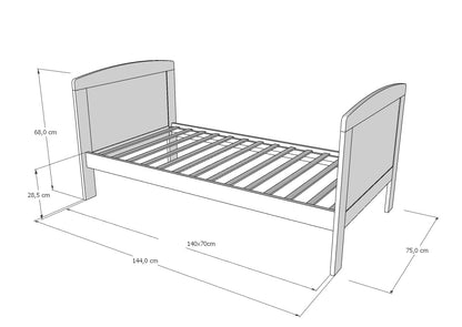 Babybett Kinderbett 70x140 cm mit Matratze umbaubares Gitterbett höhenverstellbar | baby bed weiss Made in Europe 140x70