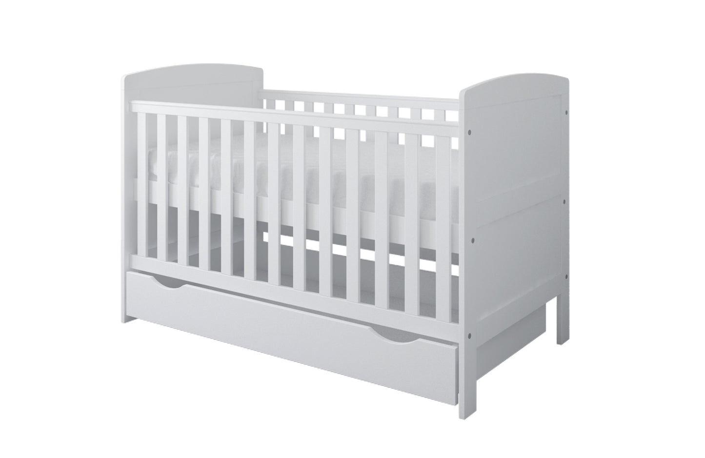 Babybett Kinderbett 70x140 cm mit Matratze umbaubares Gitterbett höhenverstellbar | baby bed weiss Made in Europe 140x70