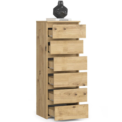 Kommode mit 6 Schubladen Kommode Schlafzimmer Flur  Wohnzimmer Organizer Kommode mit Schubladen 40 cm breit 109 cm hoch | Holz Highboard Sideboard Mehrzweckschrank Schrank schmal