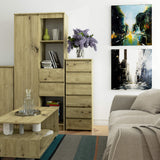 Commode avec 6 tiroirs commode chambre couloir salon organisateur commode 40 cm de large 109 cm de haut | Buffet haut en bois, meuble polyvalent, étroit