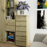 Commode avec 6 tiroirs commode chambre couloir salon organisateur commode 40 cm de large 109 cm de haut | Buffet haut en bois, meuble polyvalent, étroit