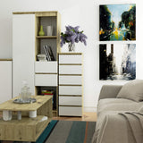 Commode avec 6 tiroirs commode chambre couloir salon organisateur commode 40 cm de large 109 cm de haut | Buffet haut en bois, meuble polyvalent, étroit