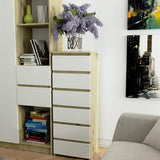 Commode avec 6 tiroirs commode chambre couloir salon organisateur commode 40 cm de large 109 cm de haut | Buffet haut en bois, meuble polyvalent, étroit