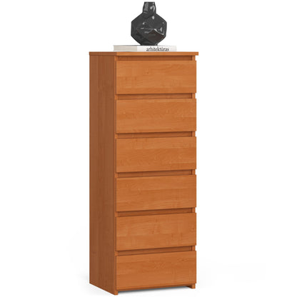 Kommode mit 6 Schubladen Kommode Schlafzimmer Flur  Wohnzimmer Organizer Kommode mit Schubladen 40 cm breit 109 cm hoch | Holz Highboard Sideboard Mehrzweckschrank Schrank schmal