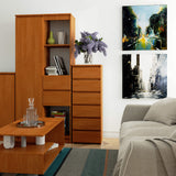 Commode avec 6 tiroirs commode chambre couloir salon organisateur commode 40 cm de large 109 cm de haut | Buffet haut en bois, meuble polyvalent, étroit