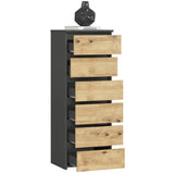 Commode avec 6 tiroirs commode chambre couloir salon organisateur commode 40 cm de large 109 cm de haut | Buffet haut en bois, meuble polyvalent, étroit