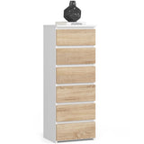 Commode avec 6 tiroirs commode chambre couloir salon organisateur commode 40 cm de large 109 cm de haut | Buffet haut en bois, meuble polyvalent, étroit