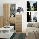 Commode avec 6 tiroirs commode chambre couloir salon organisateur commode 40 cm de large 109 cm de haut | Buffet haut en bois, meuble polyvalent, étroit