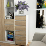 Commode avec 6 tiroirs commode chambre couloir salon organisateur commode 40 cm de large 109 cm de haut | Buffet haut en bois, meuble polyvalent, étroit