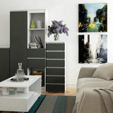 Commode avec 6 tiroirs commode chambre couloir salon organisateur commode 40 cm de large 109 cm de haut | Buffet haut en bois, meuble polyvalent, étroit