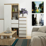 Commode avec 6 tiroirs commode chambre couloir salon organisateur commode 40 cm de large 109 cm de haut | Buffet haut en bois, meuble polyvalent, étroit