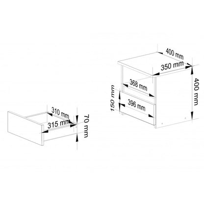 Kommode mit 1 Schublade Kommode Schlafzimmer Flur Wohnzimmer Organizer Kommode mit Schubladen 40 cm breit 40 cm hoch | Erle Holz Highboard Sideboard Mehrzweckschrank Schrank schmal