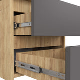 Commode avec deux tiroirs de 40 cm de hauteur et 40 cm de largeur, séjour, chambre, couloir, placard, buffet, buffet haut, beaucoup d'espace de rangement.