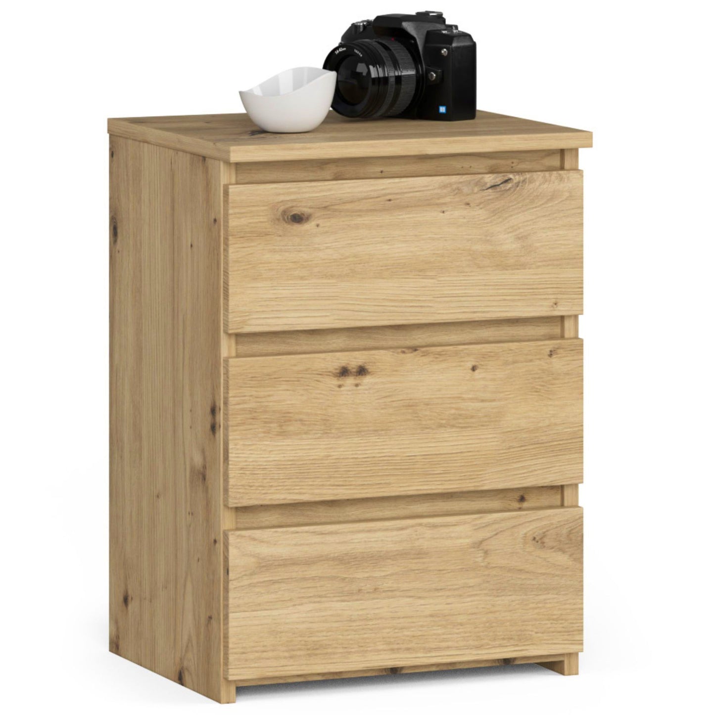 Kommode mit drei Schubladen, elegant, für minimalistische Innenräume, 40x35x57cm, Wohnzimmer, Schlafzimmer, Flur, Schrank, Sideboard, Highboard, viel Stauraum, weiß