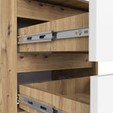 Commode à trois tiroirs, élégante, pour intérieurs minimalistes, 40x35x57cm, salon, chambre, couloir, placard, buffet, buffet haut, nombreux rangements, blanc