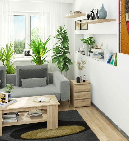 Kommode mit drei Schubladen, elegant, für minimalistische Innenräume, 40x35x57cm, Wohnzimmer, Schlafzimmer, Flur, Schrank, Sideboard, Highboard, viel Stauraum, weiß