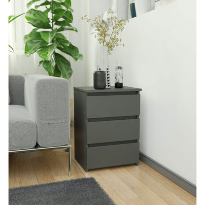 Kommode mit drei Schubladen, elegant, für minimalistische Innenräume, 40x35x57cm, Wohnzimmer, Schlafzimmer, Flur, Schrank, Sideboard, Highboard, viel Stauraum, weiß