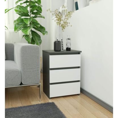 Kommode mit drei Schubladen, elegant, für minimalistische Innenräume, 40x35x57cm, Wohnzimmer, Schlafzimmer, Flur, Schrank, Sideboard, Highboard, viel Stauraum, weiß