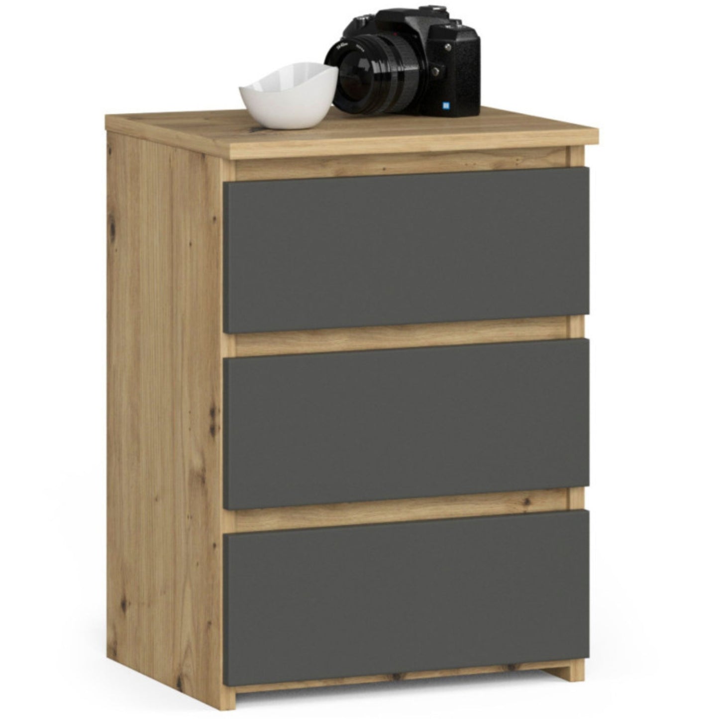 Kommode mit drei Schubladen, elegant, für minimalistische Innenräume, 40x35x57cm, Wohnzimmer, Schlafzimmer, Flur, Schrank, Sideboard, Highboard, viel Stauraum, weiß