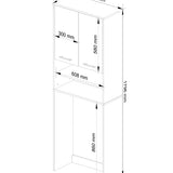 Waschmaschinenschrank 64x30x180cm, Badezimmer Hochschrank, mit 2 Türen und 4 Regalen Badschrank Badregal Flur