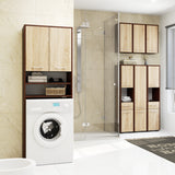 Waschmaschinenschrank 64x30x180cm, Badezimmer Hochschrank, mit 2 Türen und 4 Regalen Badschrank Badregal Flur